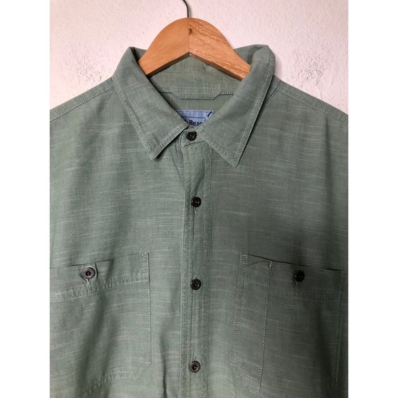 L.L.Bean Mens 100% Cotton XL Regular Fit Green Button Down Shirt Long Sleeve - Picture 4 of 16